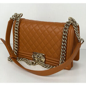 Chanel Medium Boy Flap Bag in Caramel Quilted Caviar Leather NFC B6